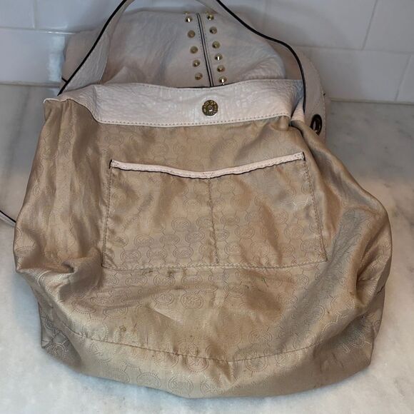 Michael Kors Pebbled Soft Leather Uptown Astor Studded Hobo Shoulder Bag - Picture 13 of 16